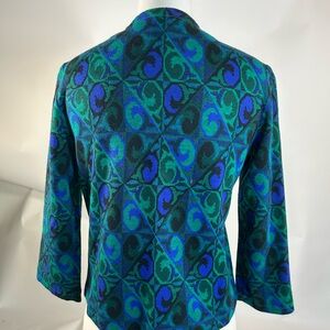 Vintage Geometric Patterned Jacket in Blue and Green
